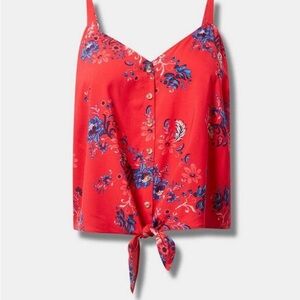 Torrid Red Floral Tie-Front Camisole